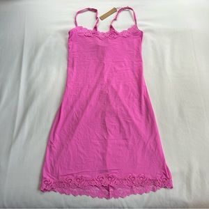 SKIMS Fits Everybody Corded Lace Slip Dress in Neon Orchid *Limited Ed* Size L
